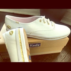 Brand New white & gold Keds sneakers